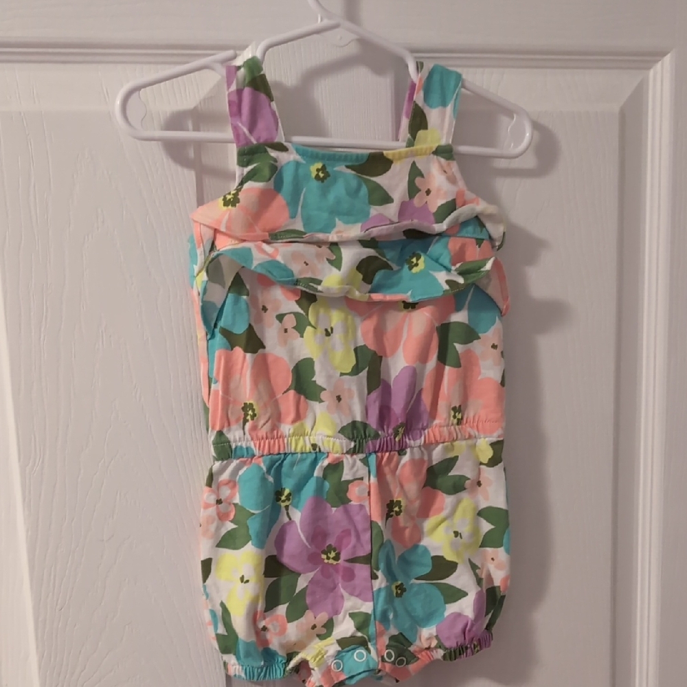 Carter's Floral Multicolor Girls' Romper in Pink, Purple, Teal & Green
